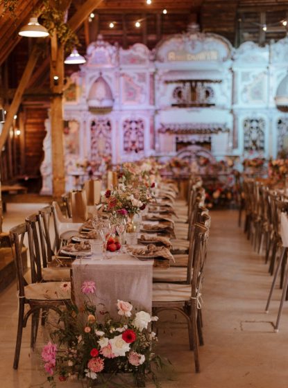 Dining. The Kent barn accommodate 120 guests for a wedding breakfast.